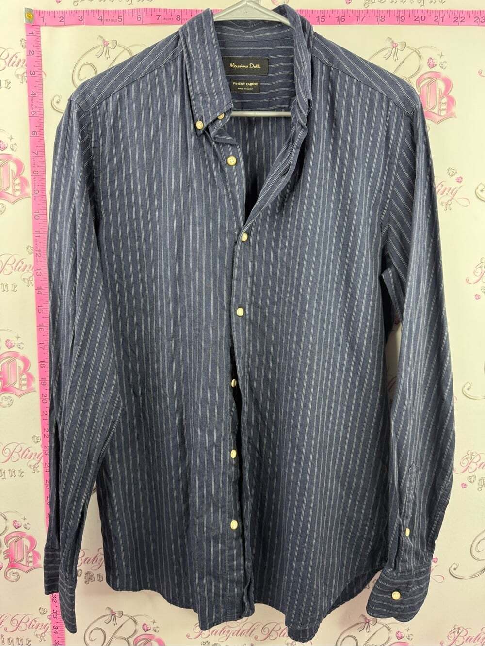 Massimo Dutti shirt Navy Blue Pinstripe Button-Up Shirt